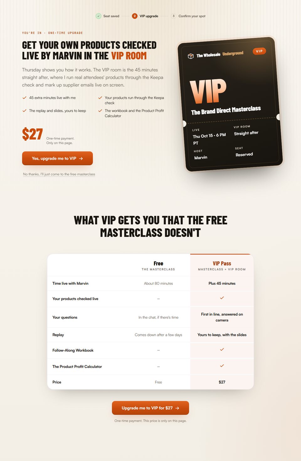 VIP upgrade page preview